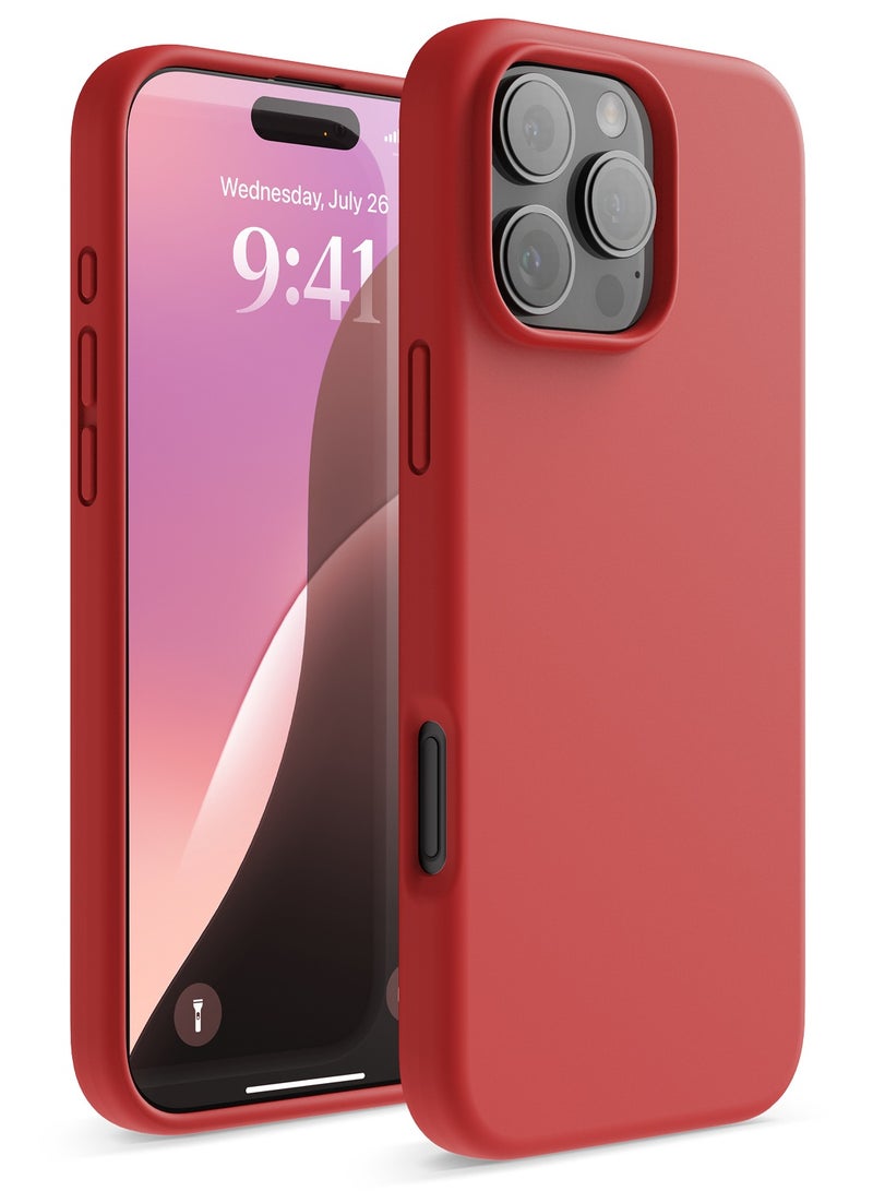 Elago Liquid Silicone for iPhone 16 Pro MAX Case Cover Full Body Protection, Shockproof, Slim, Anti-Scratch Soft Microfiber Lining - Red - Image 1