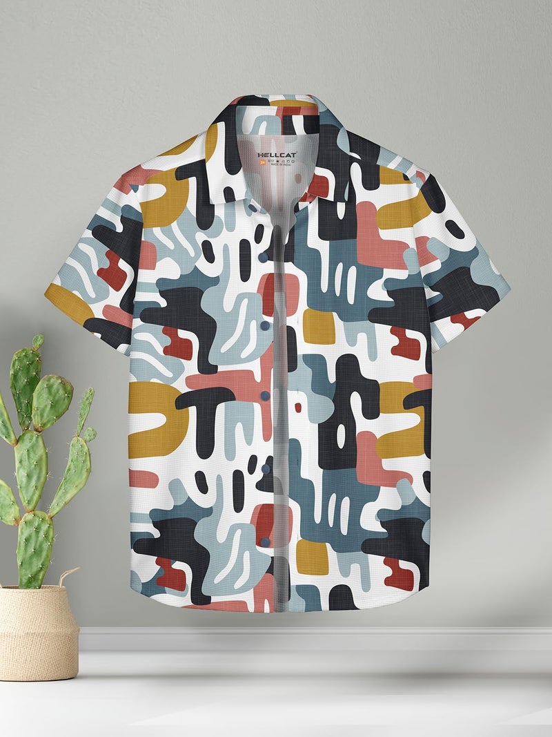 HELLCAT Trendy Regular Fit Printed Causal Half Sleeve Shirt for Boys Yellow 15-16 Years - Image 2