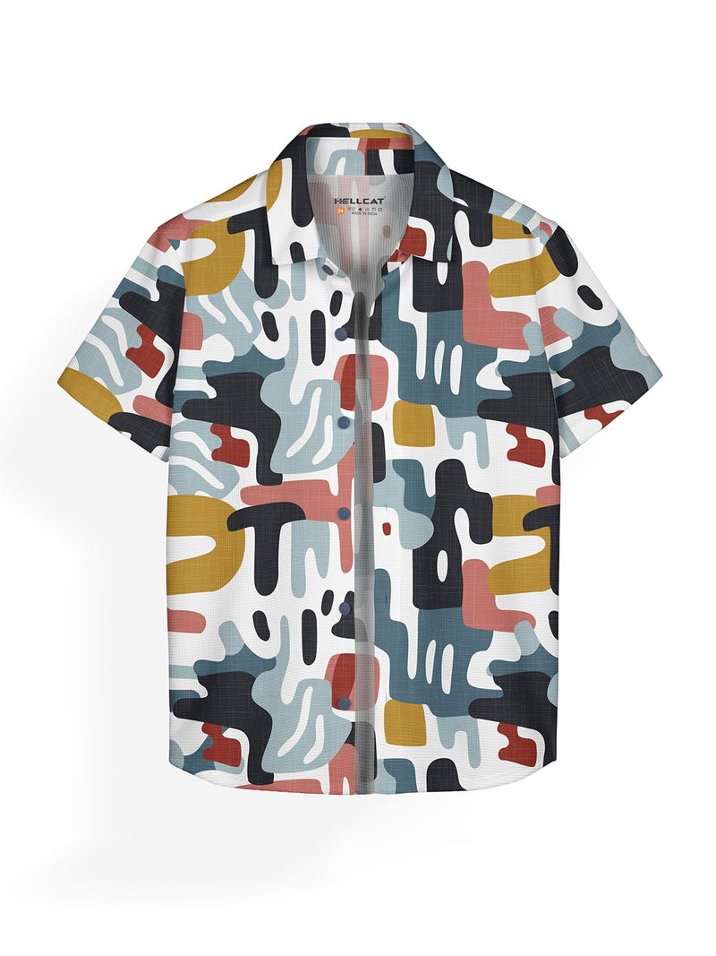 HELLCAT Trendy Regular Fit Printed Causal Half Sleeve Shirt for Boys Yellow 15-16 Years - Image 1