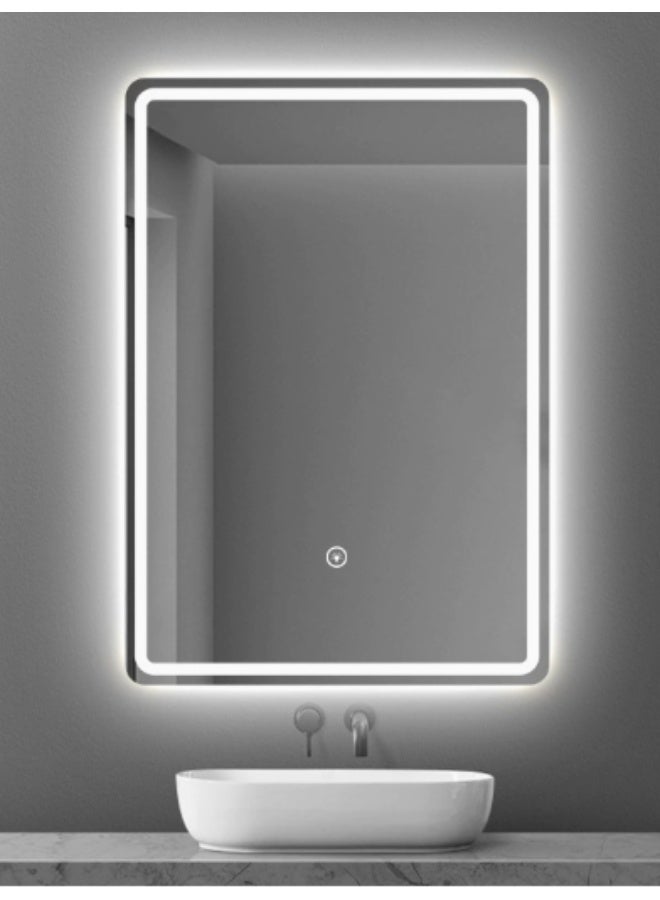 Sumkyle Smart LED Bathroom Mirror, Wall-Mounted Touch Control Vanity Mirror with Anti-Fog, 3 Color Dimmable Light for Home Bathroom - Image 2
