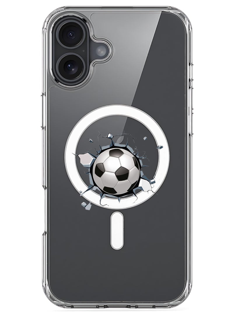 Theodor Magnetic Case for Apple iPhone 17 Compatible with MagSafe Wireless Charging, Shockproof Phone Bumper Cover - Football - Image 1
