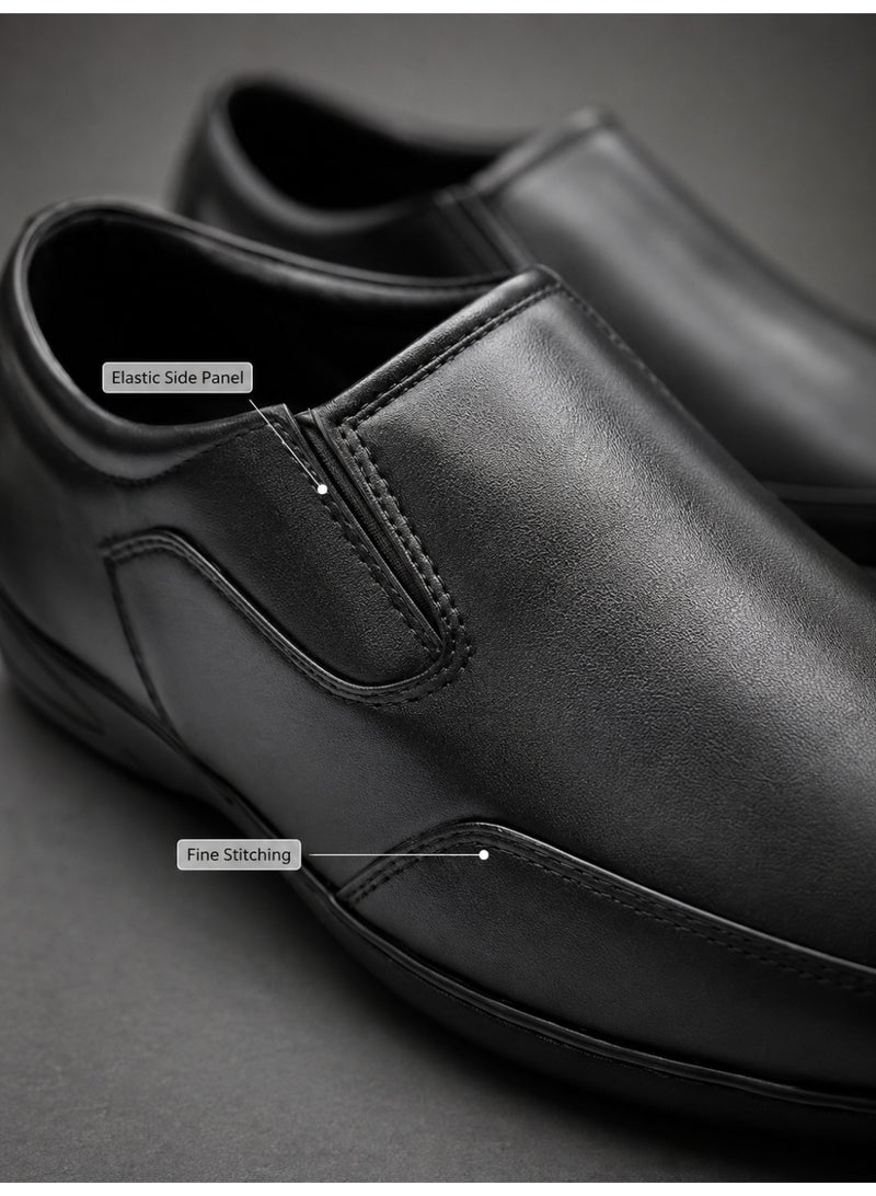 Men’s Slip-On Dress Shoes, Leather-Look Formal Business Shoes with Soft Lining, Durable Non-Slip Sole, Comfortable Black Office Walking Shoes for Men - Image 4