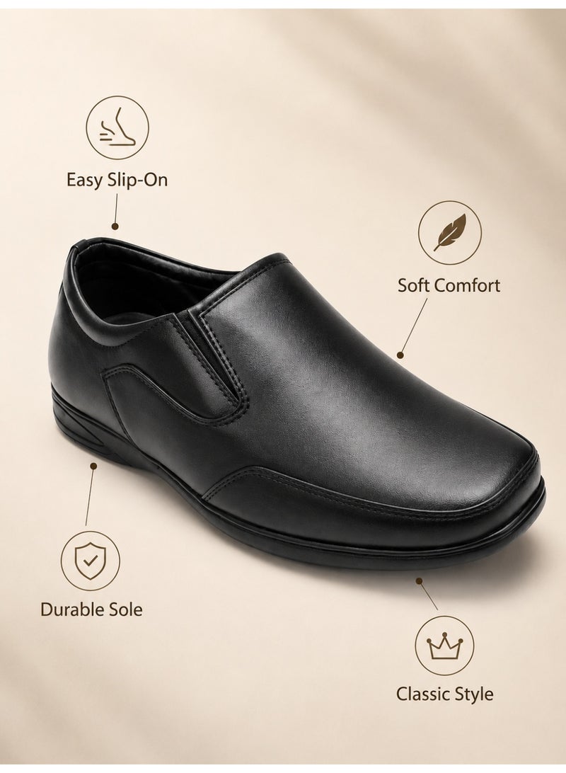 Men’s Slip-On Dress Shoes, Leather-Look Formal Business Shoes with Soft Lining, Durable Non-Slip Sole, Comfortable Black Office Walking Shoes for Men - Image 3