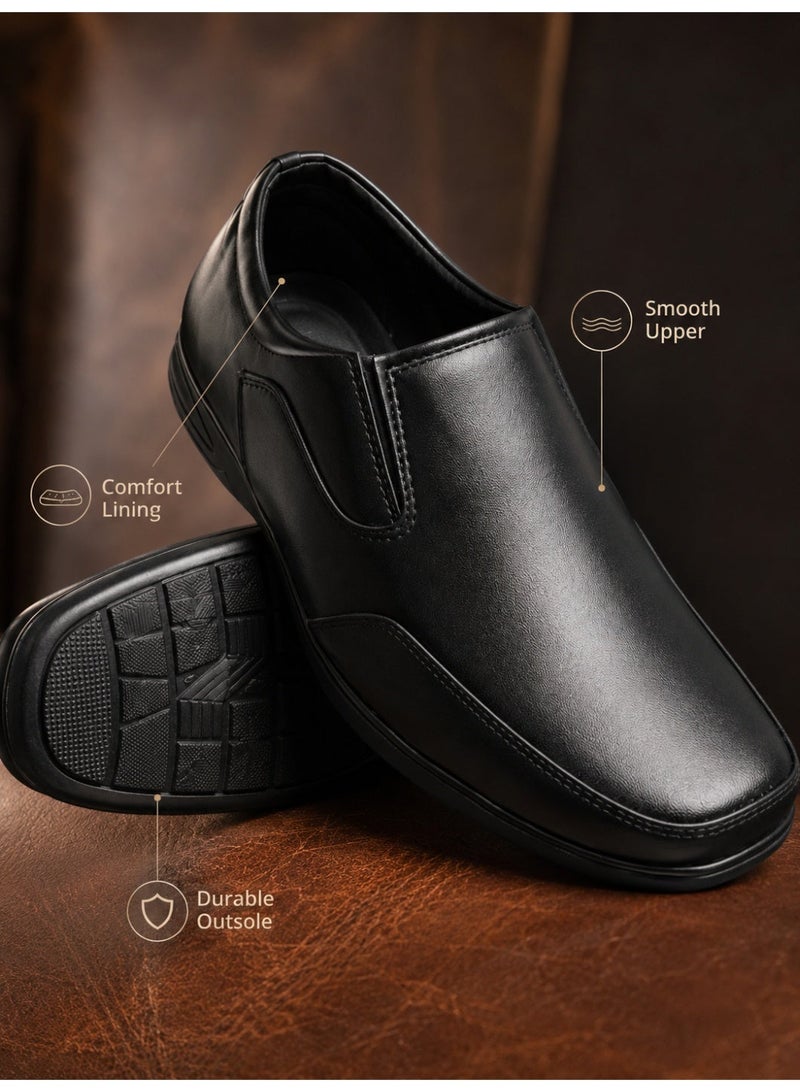 Men’s Slip-On Dress Shoes, Leather-Look Formal Business Shoes with Soft Lining, Durable Non-Slip Sole, Comfortable Black Office Walking Shoes for Men - Image 5