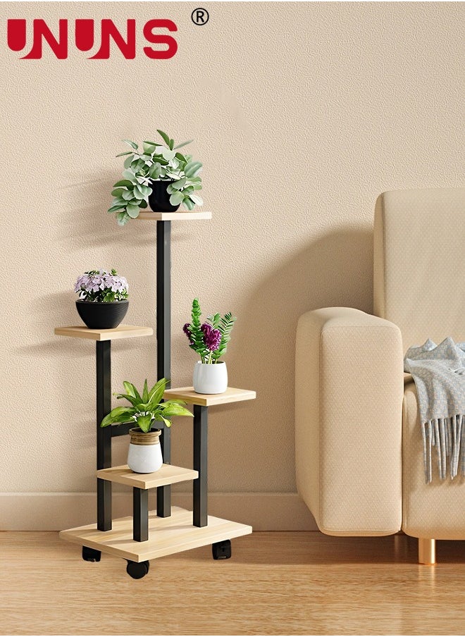 5 Tier Plant Stand With 4 Wheels,Metal Wood Tall Plant Stands For Indoor Plants Multiple,Corner Tiered Flower Plants Shelf Stand For Living Room Bedroom - pzsku/Z3A91F958772208860A20Z/45/_/1733746615/c0a30011-001d-4a6e-8267-98f5187fe000