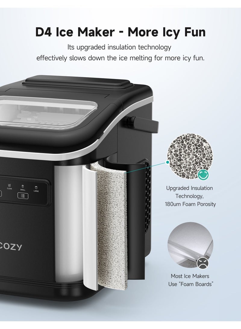 HiCOZY Ice Maker 1.4L 15kg/24Hrs Fast 9 Cubes Ready in 6 Mins 2 Sizes Portable Ice Maker with Handle and Scoop Basket Self-Cleaning Ice Maker for Car, RV, Camping & Road Trips, Dual Bullet Sizes (Black) - Image 3