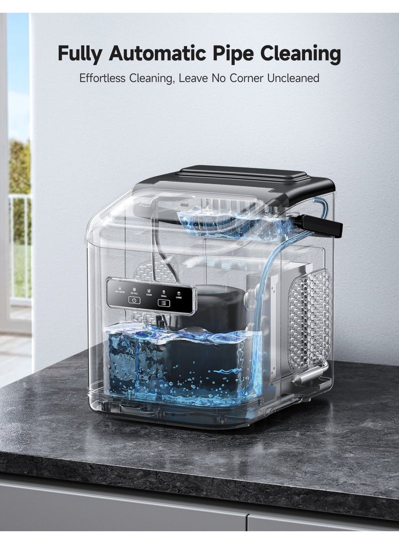 HiCOZY Ice Maker 1.4L 15kg/24Hrs Fast 9 Cubes Ready in 6 Mins 2 Sizes Portable Ice Maker with Handle and Scoop Basket Self-Cleaning Ice Maker for Car, RV, Camping & Road Trips, Dual Bullet Sizes (Black) - Image 2