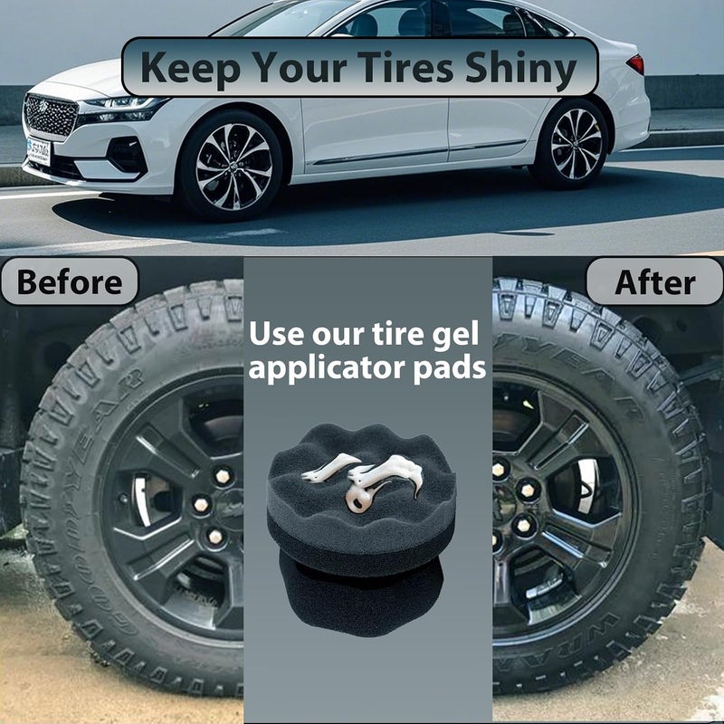 RXALASKA Tire Shine Applicator Pads, 2 Pcs Tire Dressing Applicator, Reusable Tire Shine Sponge Wave Contoured for Car Detailing - Image 5