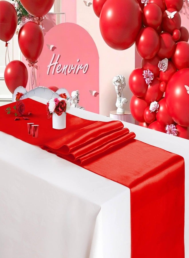 LuoluoHouse 5 Pack Red Table Runner 12 x 108 inches Long Silk and Smooth Fabric Satin Table Runners for Party Wedding Party Banquet Decoration - Image 2
