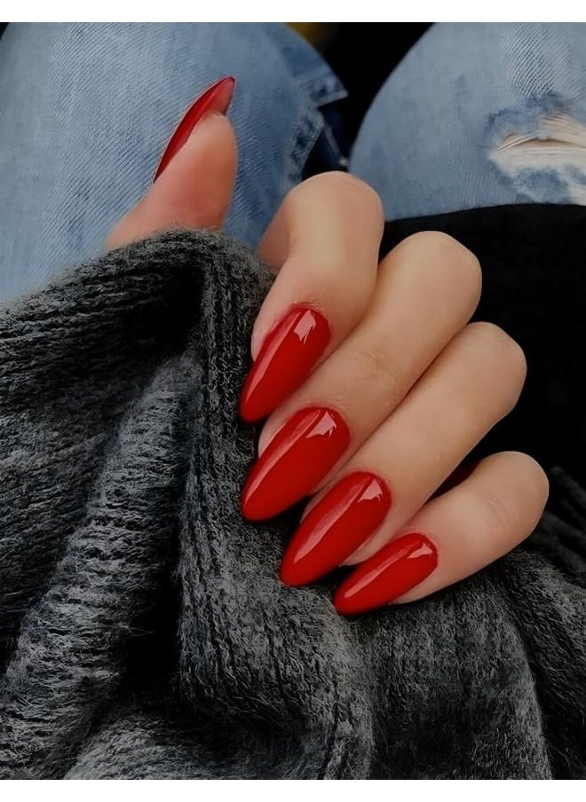 كلوس بيوتي أظافر صناعية لامعة بلون الكرز من KLOSS BEAUTY، أظافر صناعية قابلة لإعادة الاستخدام، مجموعة من 22 ظفرًا صناعيًا، وصلات أظافر بمقاسات عالمية للنساء، أظافر صناعية طويلة الأمد مع غراء/أظافر عيد الميلاد (لمسة نهائية لامعة)  - Image 3