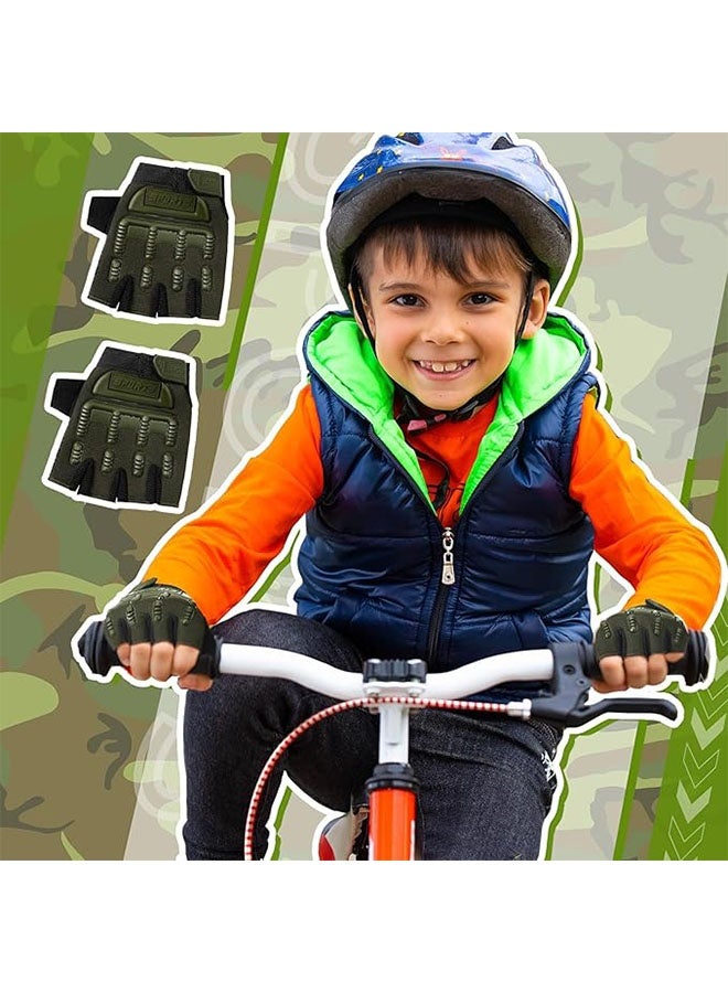 Happy D Children's half-finger cycling gloves, non-slip and fingerless, breathable and adjustable, suitable as a cycling exercise gift for boys and girls aged 4-8 - Image 2