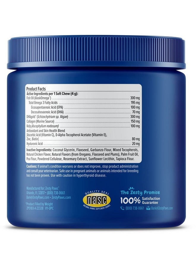 Zesty Paws Skin & Coat Bites For Dogs - Fish Oil Soft Chews With Omega-3 Fatty Acids Epa & Dha - Skin, Coat, Antioxidant & Immune Support - Advanced - 90 Count  - Image 4