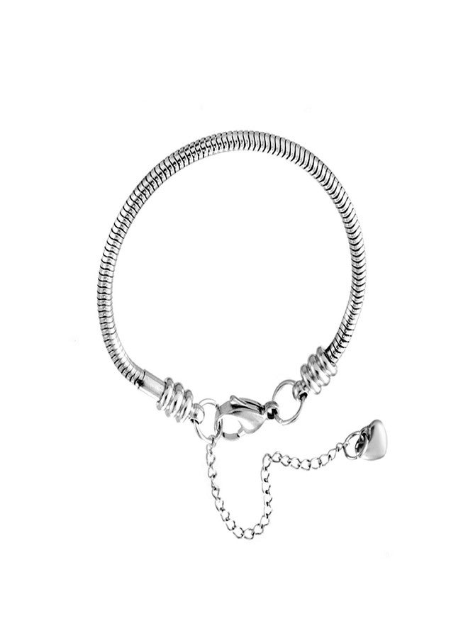 KunBead Heart Lobster Clasp Snake Chain Charm Adjustable Bracelets Compatible with Pandora Charms for Jewelry Making-6.7'' - Image 1