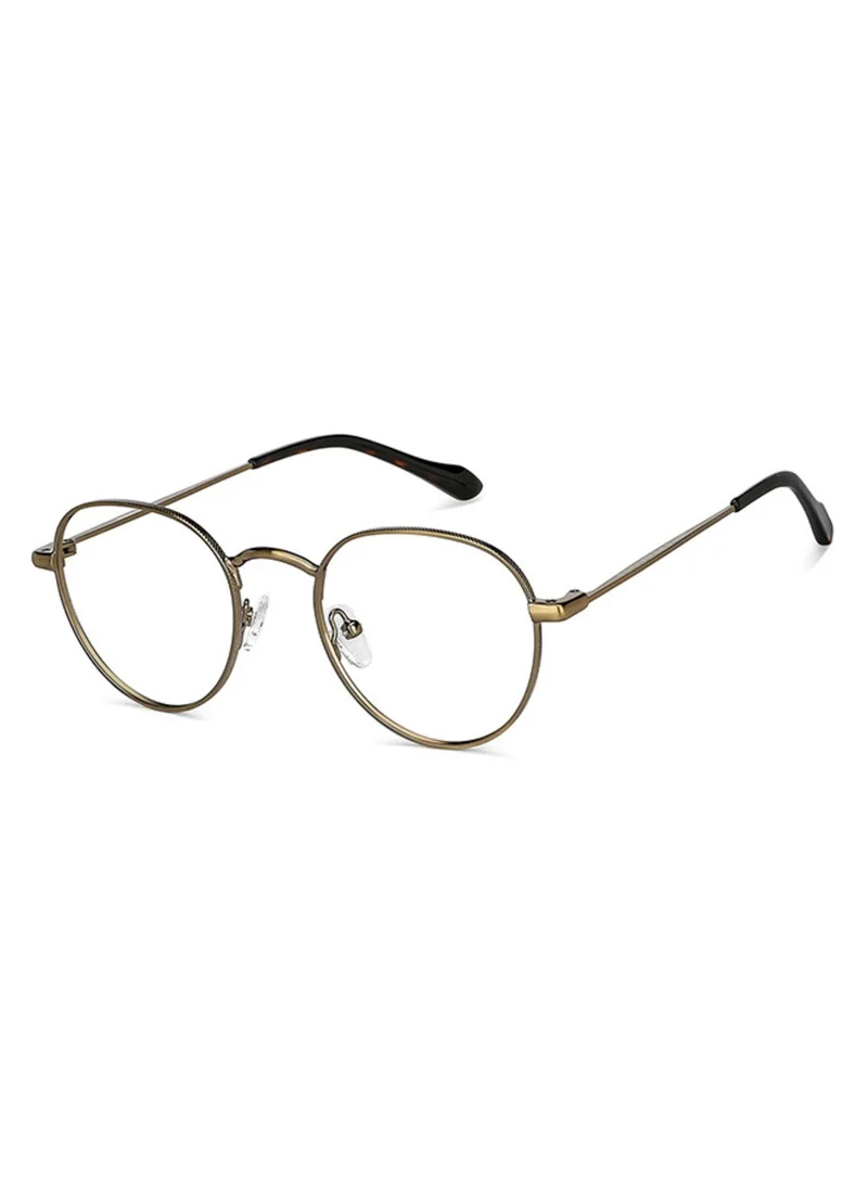 لينسكارت بلو LENSKART BLU | Zero Power Bluecut & Antiglare Computer Eyeglasses | Gold Full Rim Round | For Men & Women | Small | LB E14131