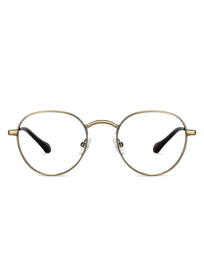 لينسكارت بلو LENSKART BLU | Zero Power Bluecut & Antiglare Computer Eyeglasses | Gold Full Rim Round | For Men & Women | Small | LB E14131