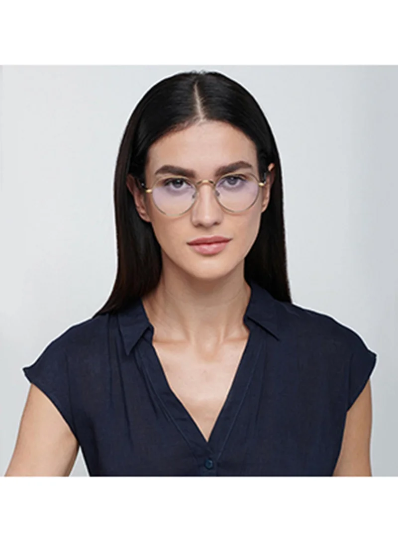 Lenskart Blu LENSKART BLU | Zero Power Bluecut & Antiglare Computer Eyeglasses | Gold Full Rim Round | For Men & Women | Small | LB E14131