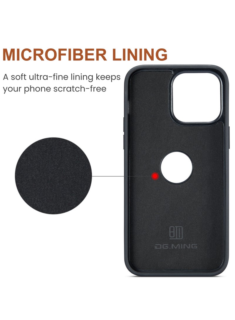 ديجمينغ كيس مي جراب جلد مع محفظة مغناطيسية متوافق مع هاتف ايفون 14 برو - بنفسجي - Image 3