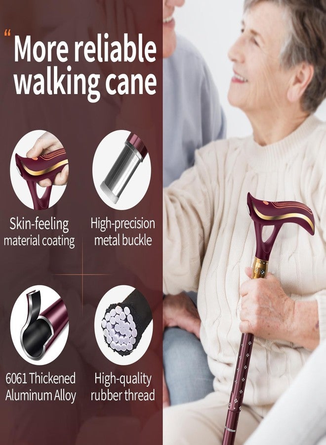 ispuoocti Folding Cane, Smart Alarm Foldable Cane with Light, Fashion Walking Cane for Women&Men, Adjustable Canes for Seniors, USB Direct Charging, Lightweight and Portable (Red) - Image 3