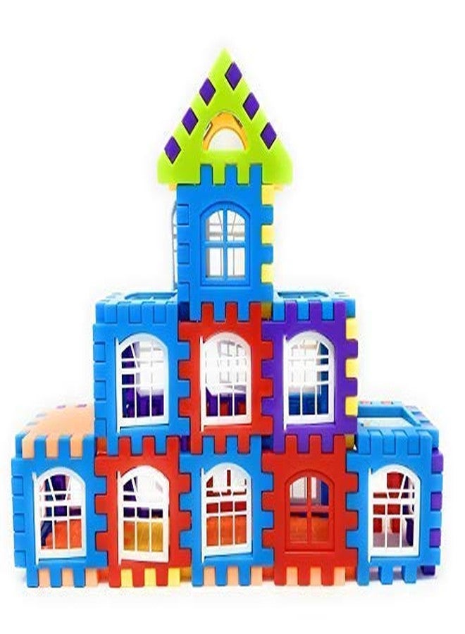 TECHTOY Multi Colored 72 Pcs Mega Jumbo Happy Home House Building Blocks with Attractive Windows and Smooth Rounded Edges - Building Blocks for Kids (72 Blocks) - Blocks Game - Image 1