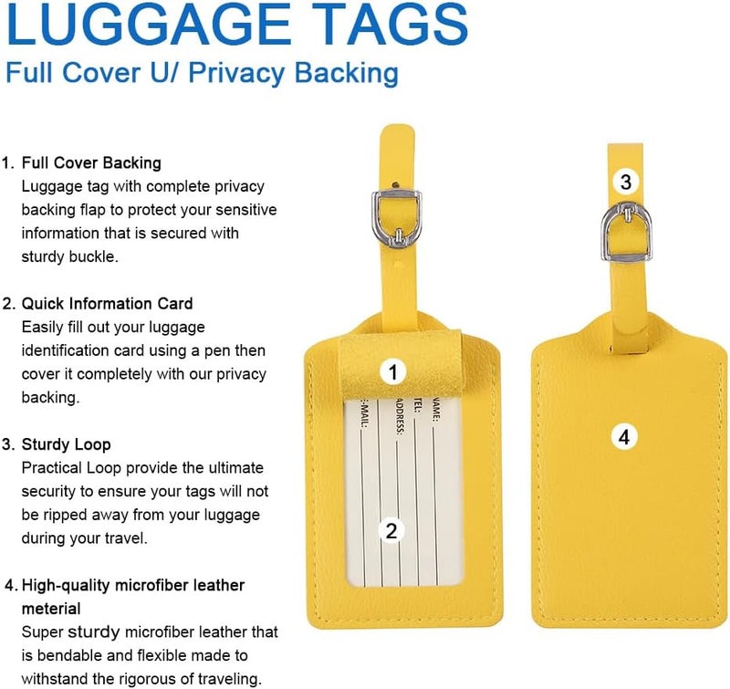 Vigorport Leather Personalized Suitcase Tag Set Luggage Id Tags Labels Travel Accessories - Set of 4 - Image 4