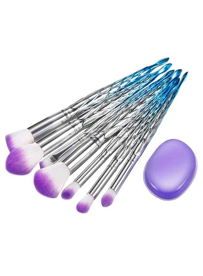 7-Piece Professional Makeup Brush Set With Puff Multicolour