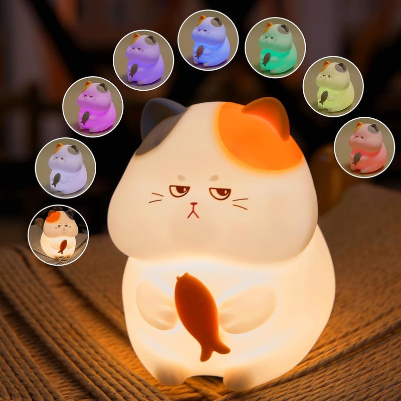KASTWAVE Greedy Cat Kids Night Light - 3-Level Dimmable Touch-Controlled Color-Changing Silicone Lamp - Image 2