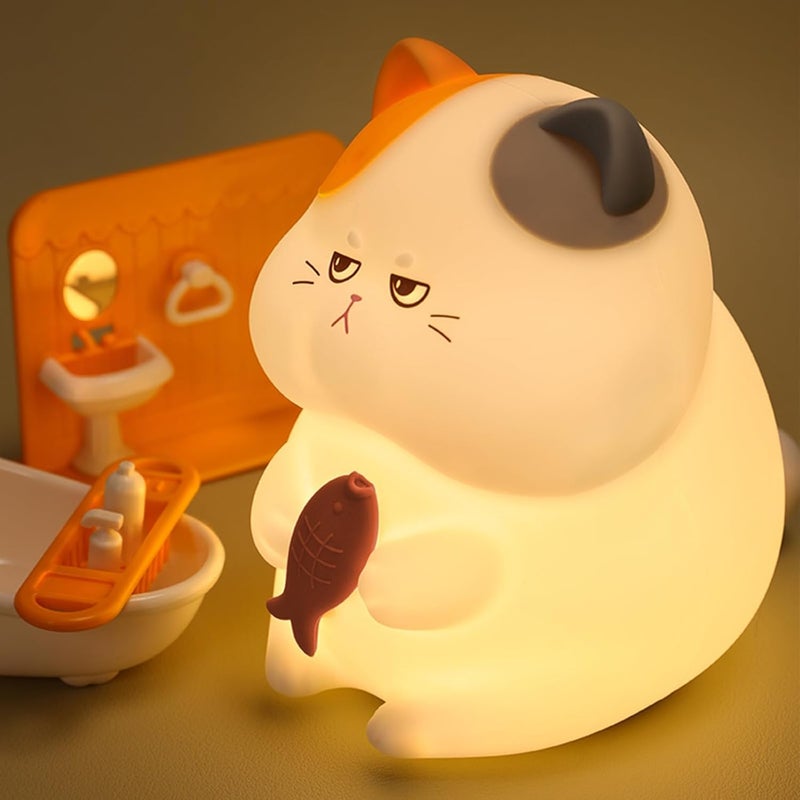 KASTWAVE Greedy Cat Kids Night Light - 3-Level Dimmable Touch-Controlled Color-Changing Silicone Lamp - Image 1