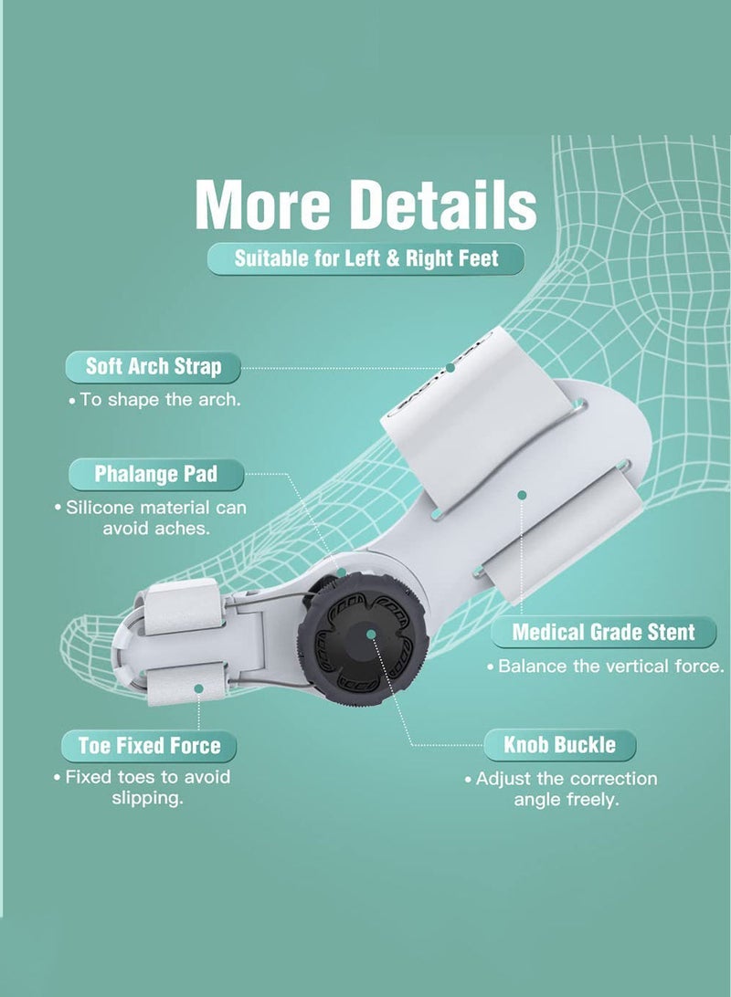 Captaintech 1 Pcs Orthopedic Bunion Toe Straightener, Adjustable Bunion Splint with Silicone Inner Pad for Bunion Relief - Image 2