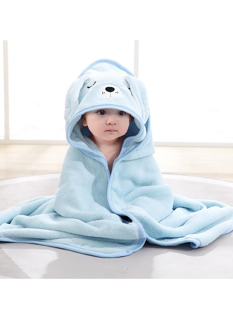 ATRJSZ - Tazweeq Baby Bath Blanket, Hooded Baby Towel, 80x80cm Large Baby Bath Towel, Absorbent Soft Baby Bath Blanket, Cute Cartoon Animal Baby Towel for Boy Girl Baby (Blue) - Image 1