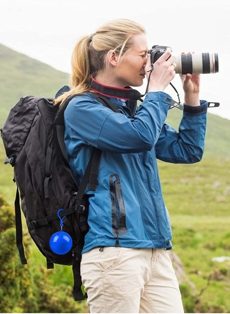 SOLARAE Raincoat Rain Poncho For Adults Disposable Raincoats Easy Carry Keyring Ball Raincoat Emergency Raincoats With Hood And Elastic Cuff Sleeves Poncho Rainwear For Hiking Camping Travel Outdoor 4 Pcs - Image 3