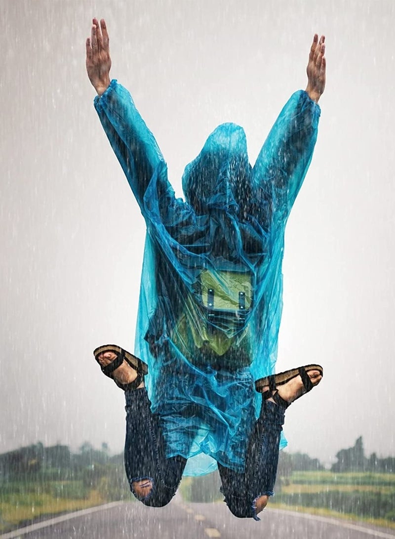 SOLARAE Raincoat Rain Poncho For Adults Disposable Raincoats Easy Carry Keyring Ball Raincoat Emergency Raincoats With Hood And Elastic Cuff Sleeves Poncho Rainwear For Hiking Camping Travel Outdoor 4 Pcs - Image 4