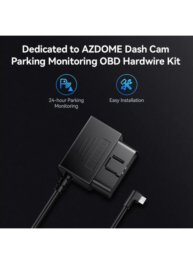 مجموعة أدوات توصيل سهلة من AZDOME OBD سلك صلب لوقوف السيارات لمدة 24 ساعة من 12 فولت إلى 24 فولت إلى 5 فولت TYPE-