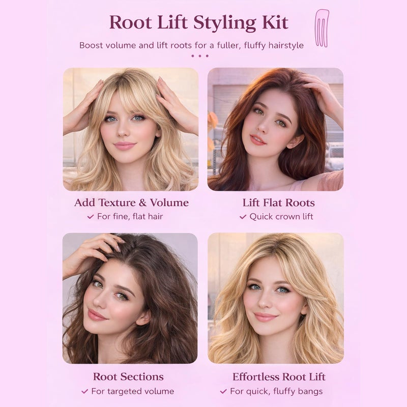 Wonglea Hair Volume Clip 2 Pack for Fluffy Hairstyles, No-Crease Hair Volumizing Clip Comb, Root Lifting Volume Booster Tool for Full, High Crown Look, Ideal for Blow-Dry Styling for Men & Women - Image 4