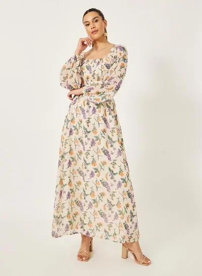 Styli Floral Chiffon Dress