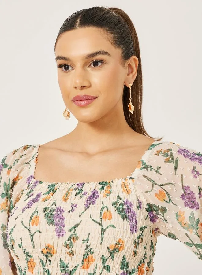 Styli Floral Chiffon Dress