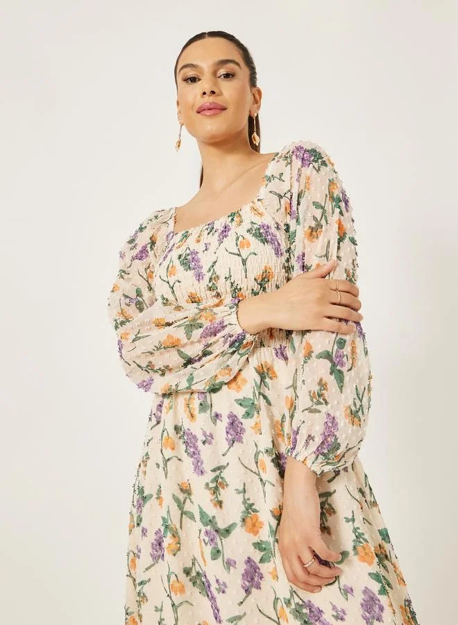 Styli Floral Chiffon Dress