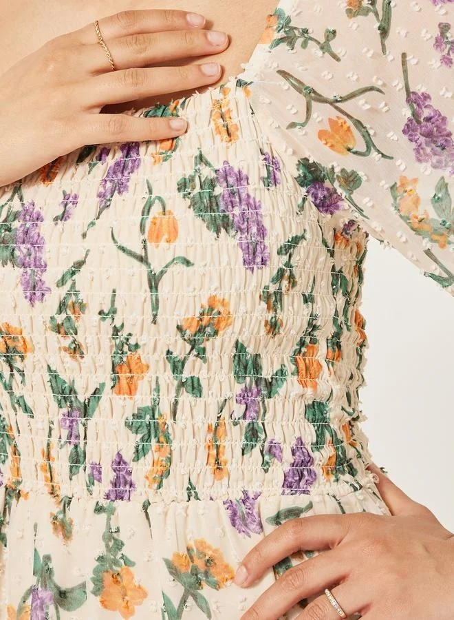 Styli Floral Chiffon Dress