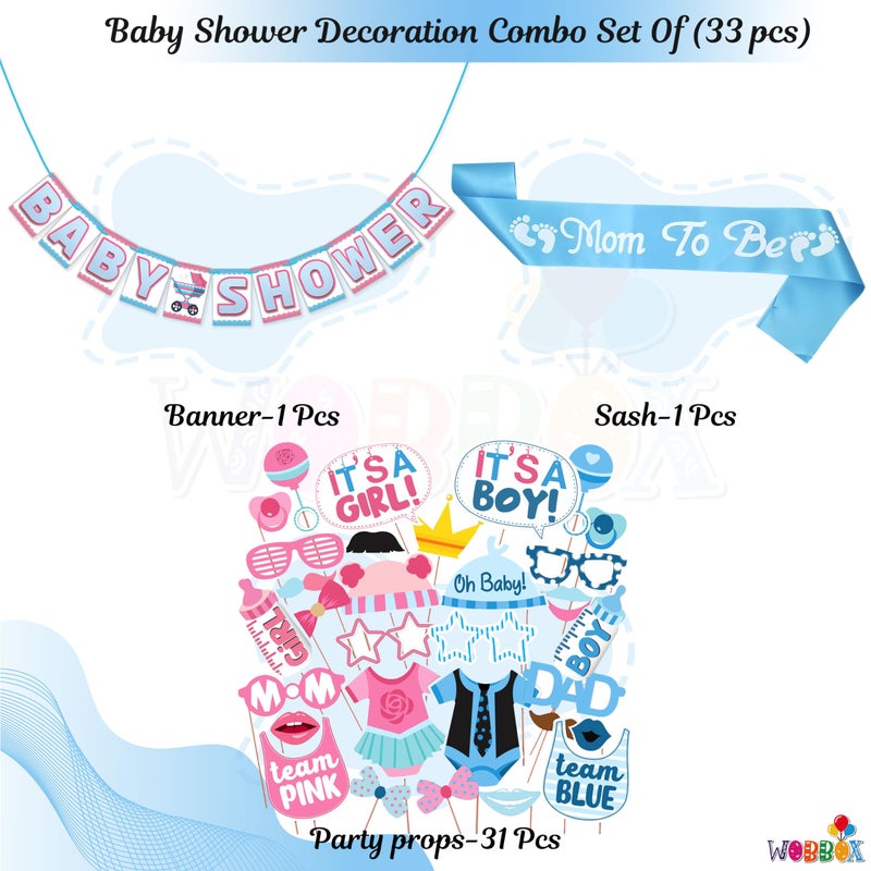 Wobbox Baby Shower Decoration Items| Baby Shower Ceremony Photo Booth Props for Photoshoot, Baby Shower Banner& Mom to Be Sash, Godh Bharai Ceremony Decoration Kit-(FP4749) - Image 2