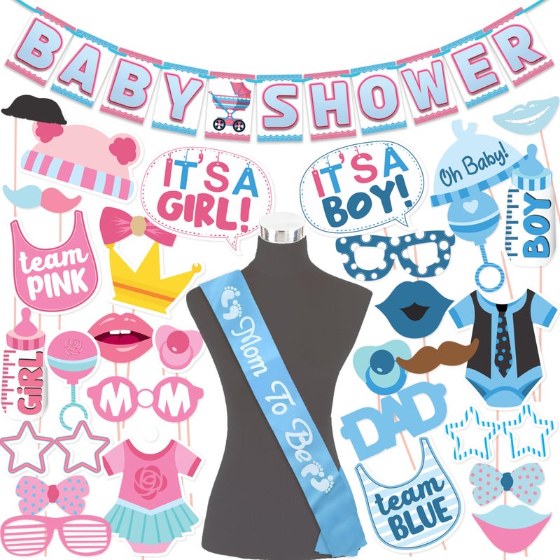 Wobbox Baby Shower Decoration Items| Baby Shower Ceremony Photo Booth Props for Photoshoot, Baby Shower Banner& Mom to Be Sash, Godh Bharai Ceremony Decoration Kit-(FP4749) - Image 1
