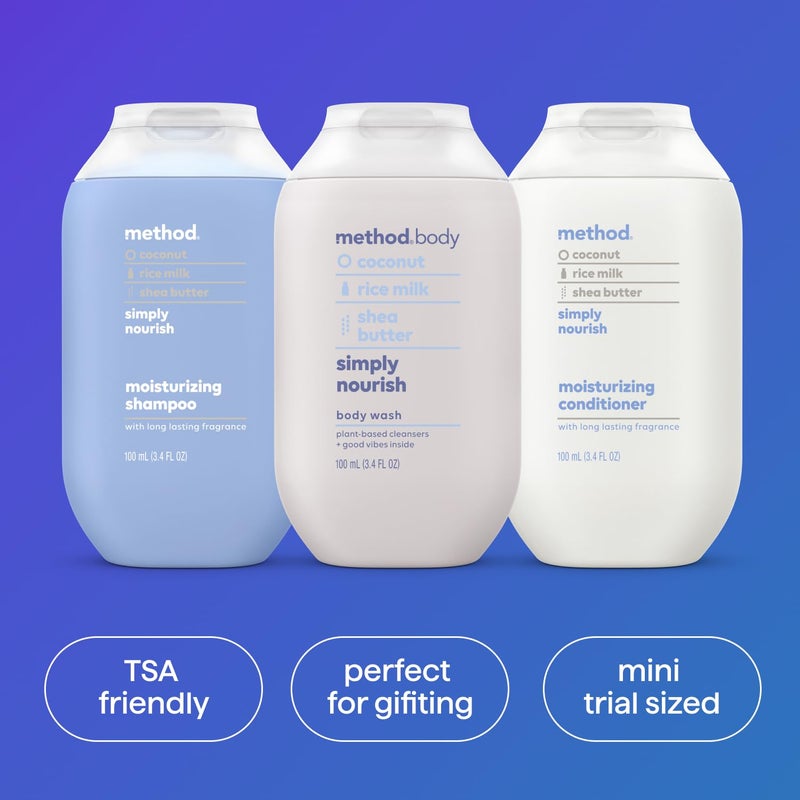 Method Body Wash and Hair Care Gift Set, Simply Nourish, 3.4 oz Travel Size Bottles - Image 4