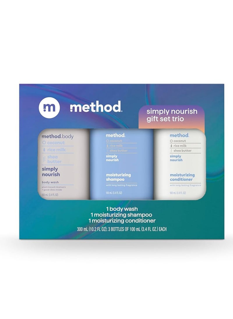 Method Method Body Wash and Hair Care Gift Set, Simply Nourish, 3.4 oz Travel Size Bottles - Image 1