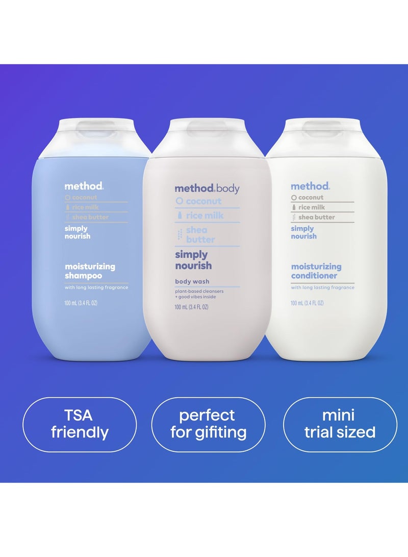 Method Method Body Wash and Hair Care Gift Set, Simply Nourish, 3.4 oz Travel Size Bottles - Image 2