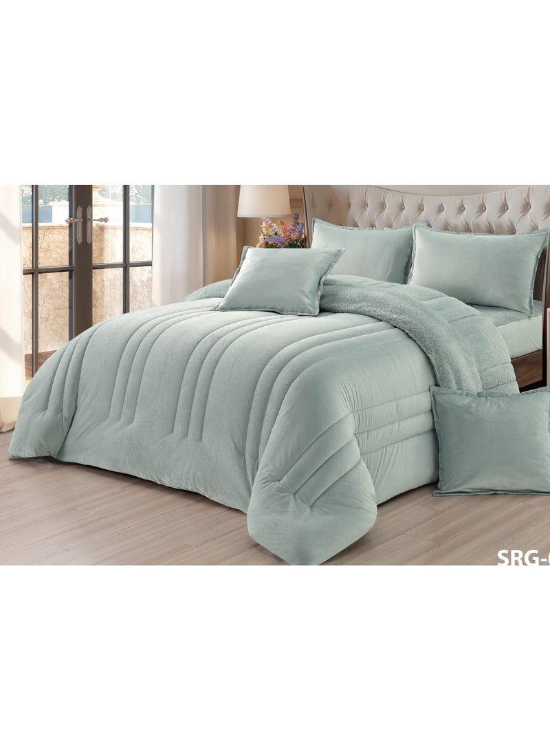 Roshen 4-piece winter single bed sheet set, soft velvet middle filling with plain fur, double-sided, velvet material, quilt size 210*170 - Image 1