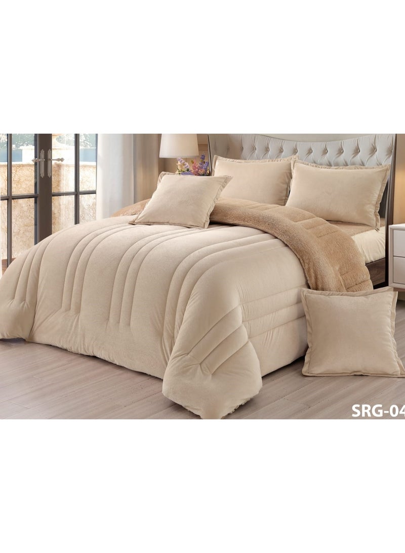 Roshen 4-piece winter single bed sheet set, soft velvet middle filling with plain fur, double-sided, velvet material, quilt size 210*170 - Image 2