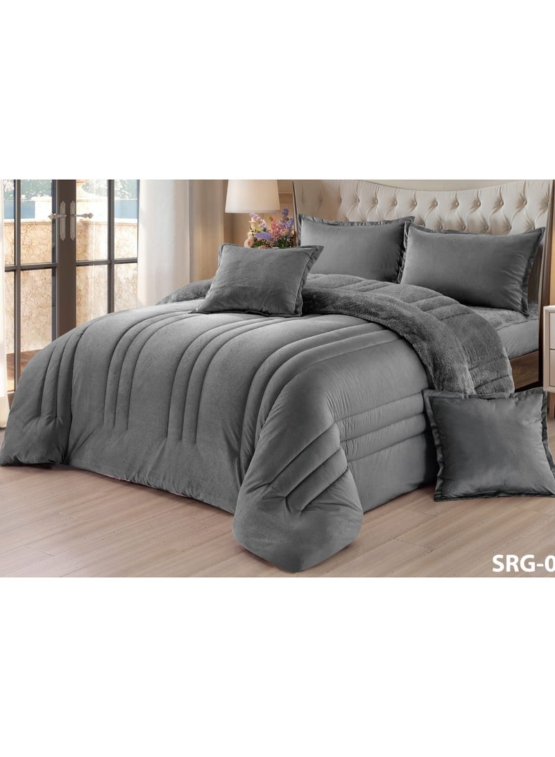 Roshen 4-piece winter single bed sheet set, soft velvet middle filling with plain fur, double-sided, velvet material, quilt size 210*170 - Image 3