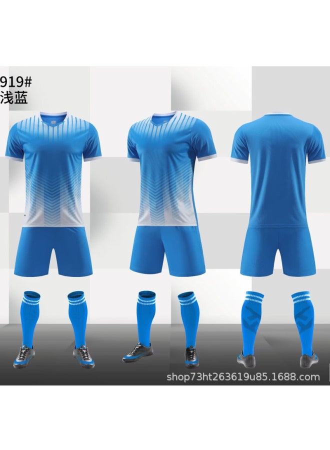919 Light Blue Short Sleeve Football Jersey - Image 1