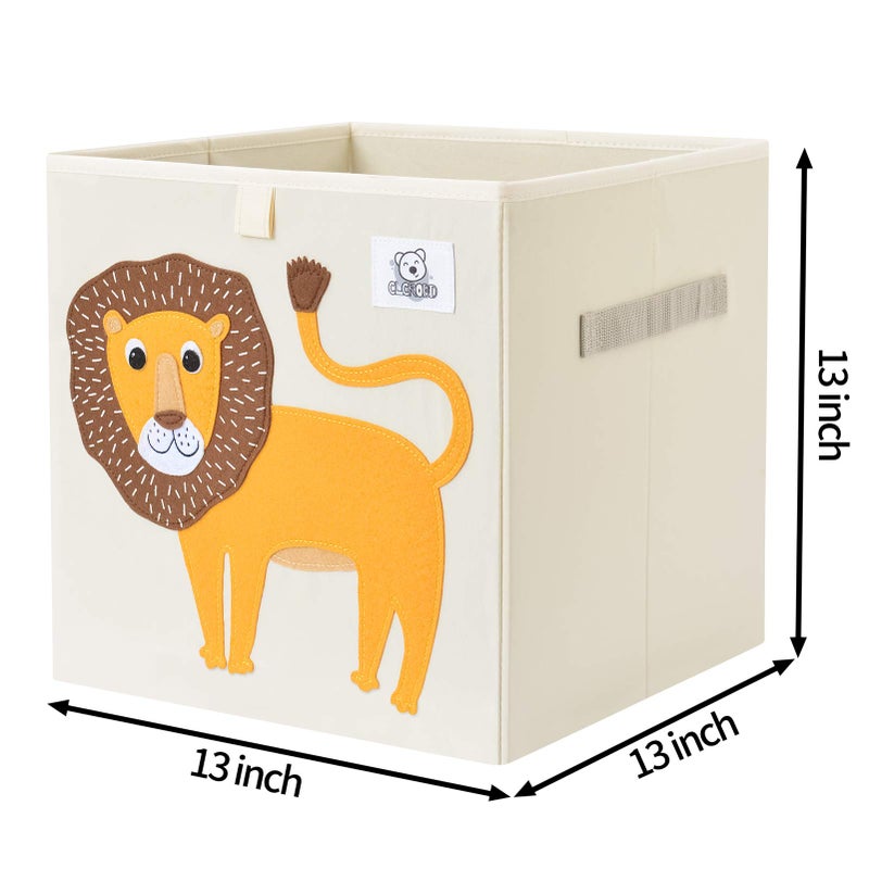 CLCROBD Foldable Animal Cube Storage Bins Fabric Toy Box/Chest/Organizer for Toddler/Kids Nursery, Playroom, 13 inch (Lion) - Image 2