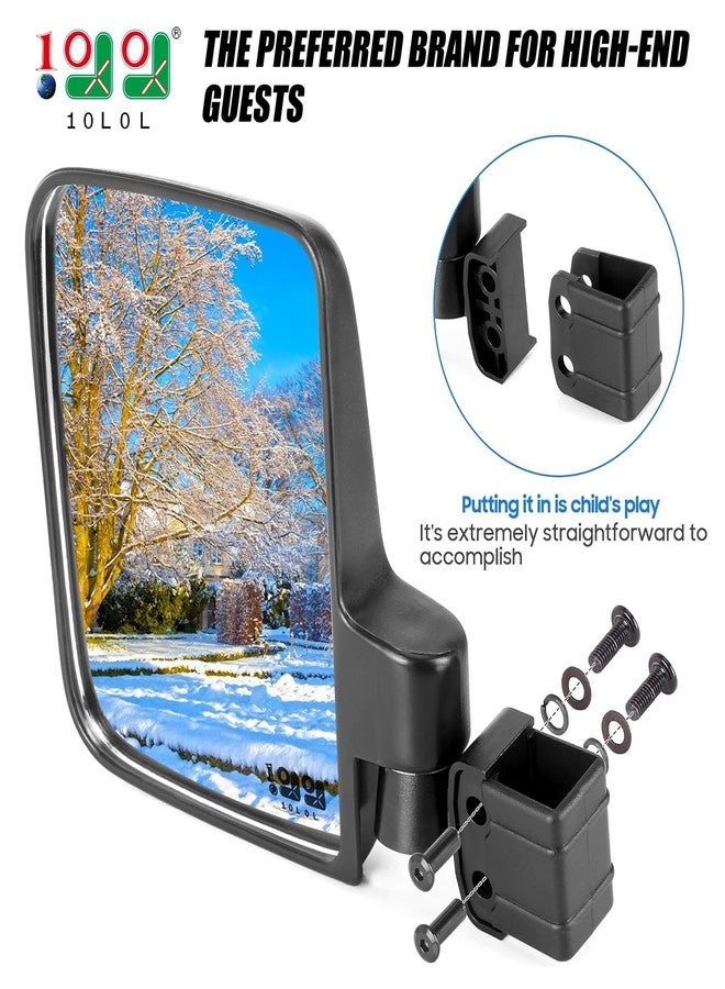 10L0L مرآة عربة الجولف 10L0L، دوران 180 درجة وقابلة للطي - مرايا زجاجية مقاومة للكسر لعربة الجولف كلوب كار EZGO وغيرها، مجموعة مرايا جانبية ومرايا رؤية خلفية بدون حفر - Image 3