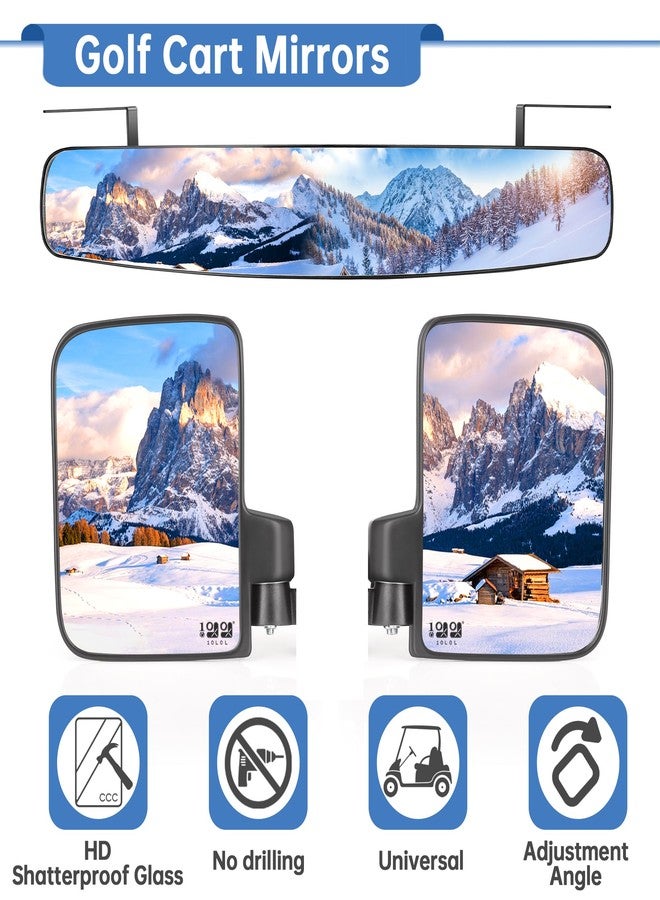 10L0L مرآة عربة الجولف 10L0L، دوران 180 درجة وقابلة للطي - مرايا زجاجية مقاومة للكسر لعربة الجولف كلوب كار EZGO وغيرها، مجموعة مرايا جانبية ومرايا رؤية خلفية بدون حفر - Image 2