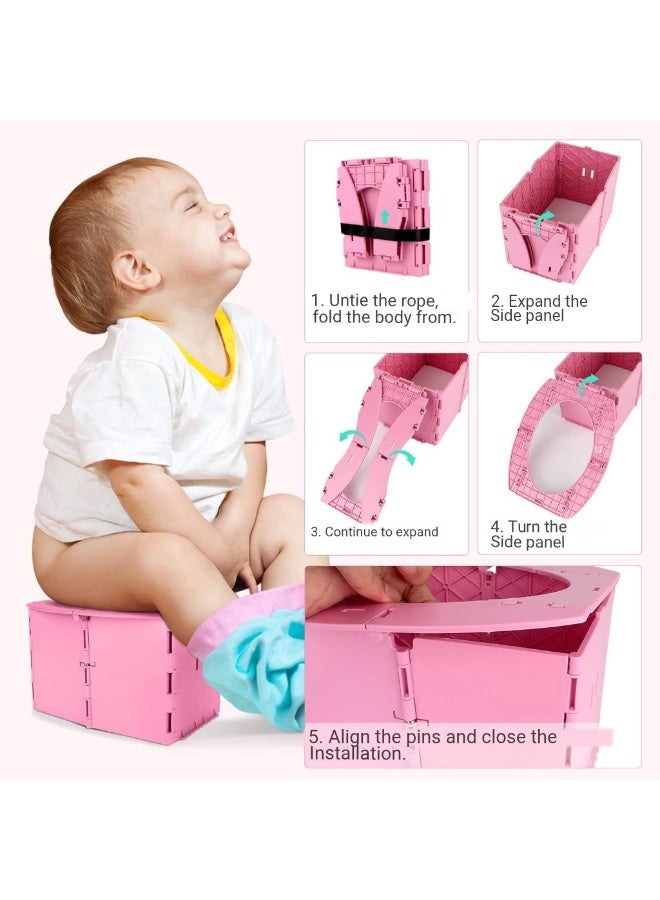 A.M Travel Potty for Kids, Reusable Portable Folding Potty for Toddler, Foldable Toilet for Outdoor Camping, Toddler Potty Seat - Image 5